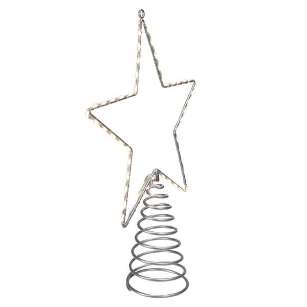 18" Lighted Silver Star Christmas Tree Topper, Warm White LED Lights Bed Bath & Beyond 29782085